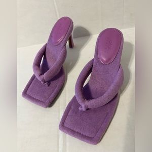 ASOS Design size 8 Purple cotton fabric square thonged heel sandal.